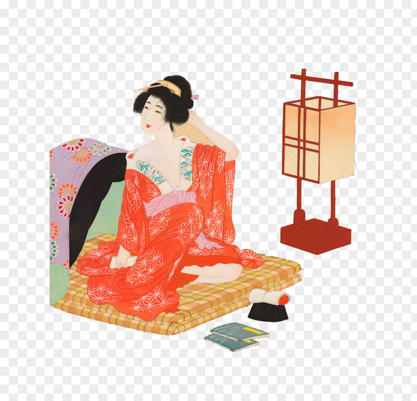 Hand-painted Woman Brooklyn Museum Bijin-ga Japanese Art PNG