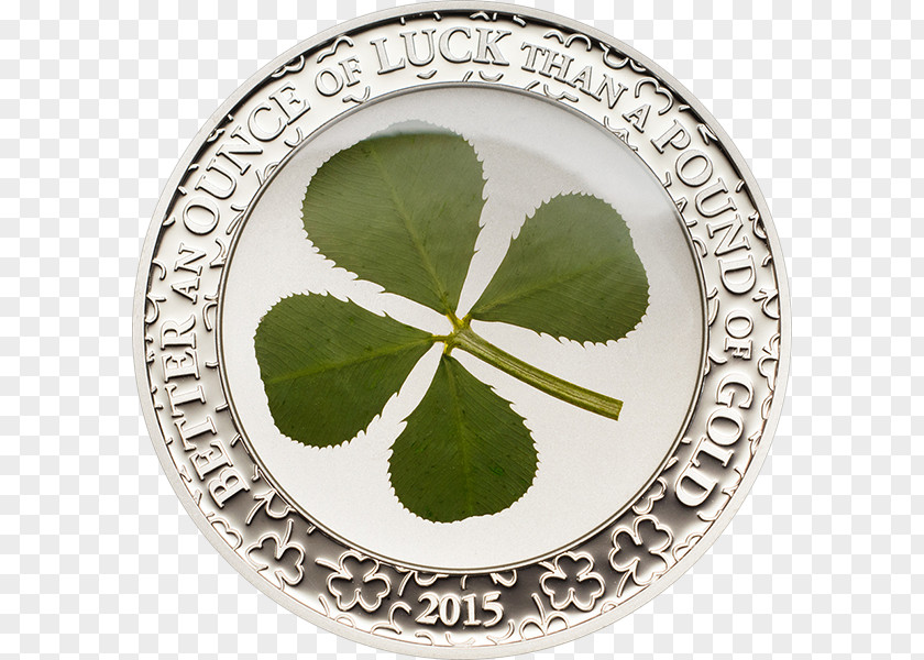 Silver Coin Four-leaf Clover Shamrock Luck Ounce PNG