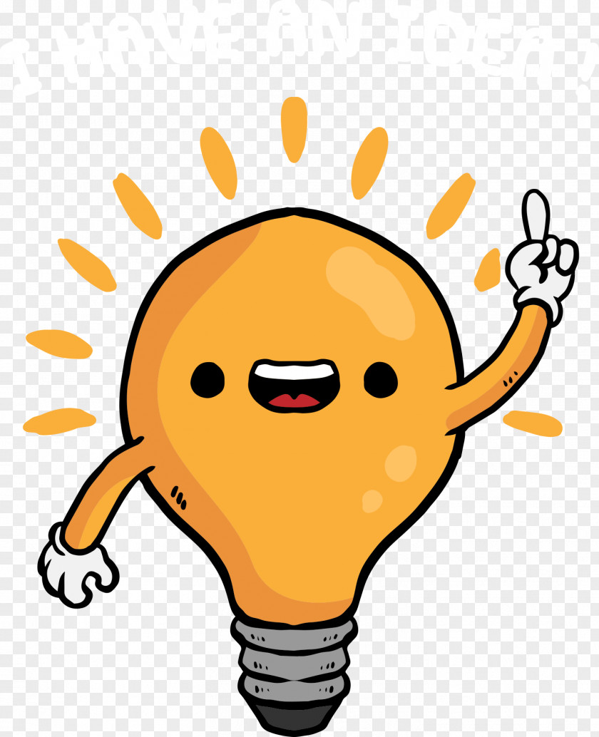 Vector Funny Cartoon Light Bulb Lamp Clip Art PNG