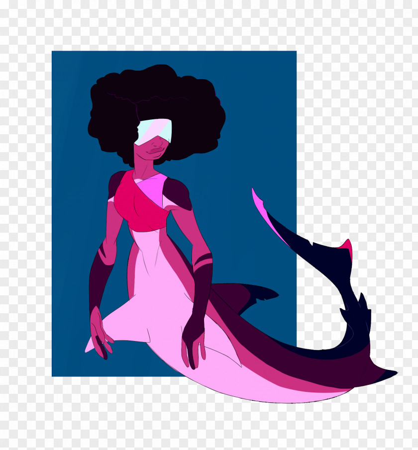 Black Hair Magenta Mermaid Cartoon PNG