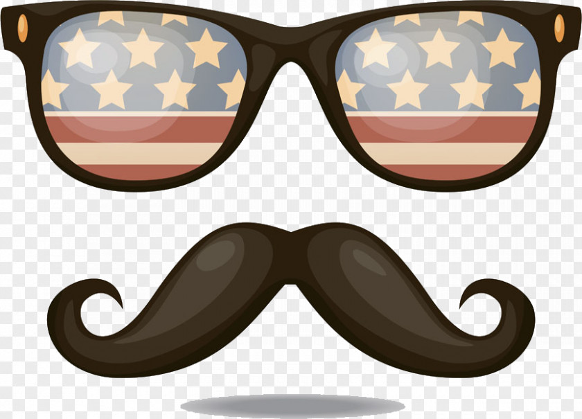 Retro Beard Flag Of The United States Sunglasses PNG