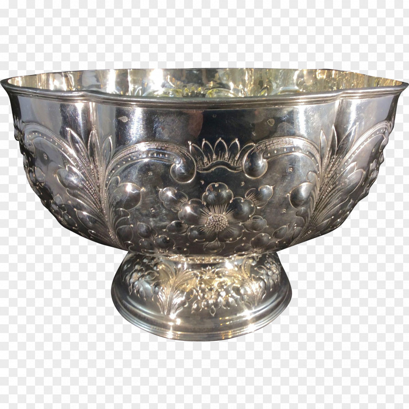 Silver Sheffield Punch Bowl Plate PNG