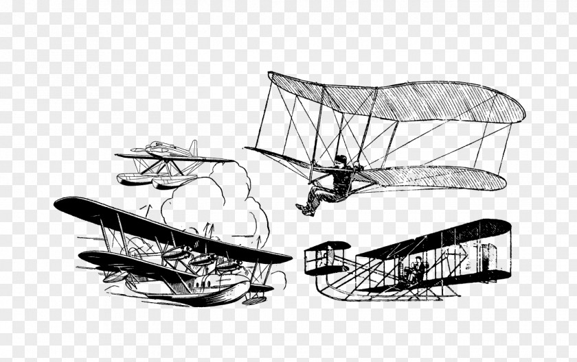 Vector Character Parachute Airplane Antique Aircraft Aviation PNG