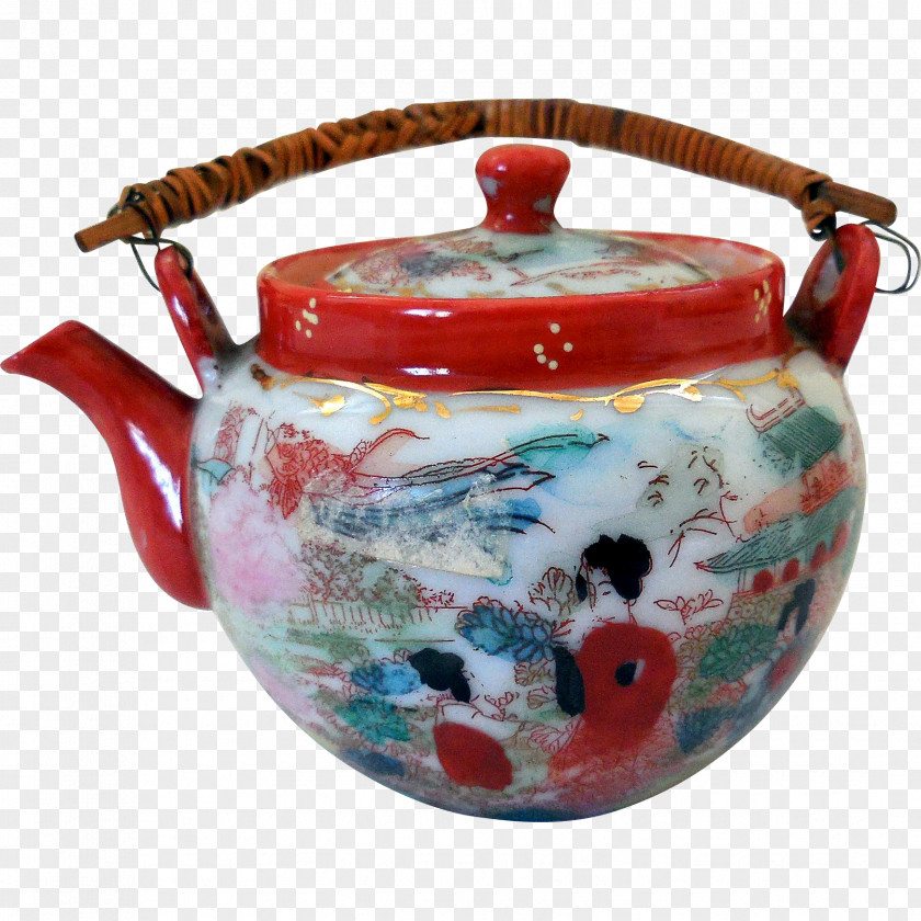 Japan Teapot Geisha Tea Set Pottery PNG