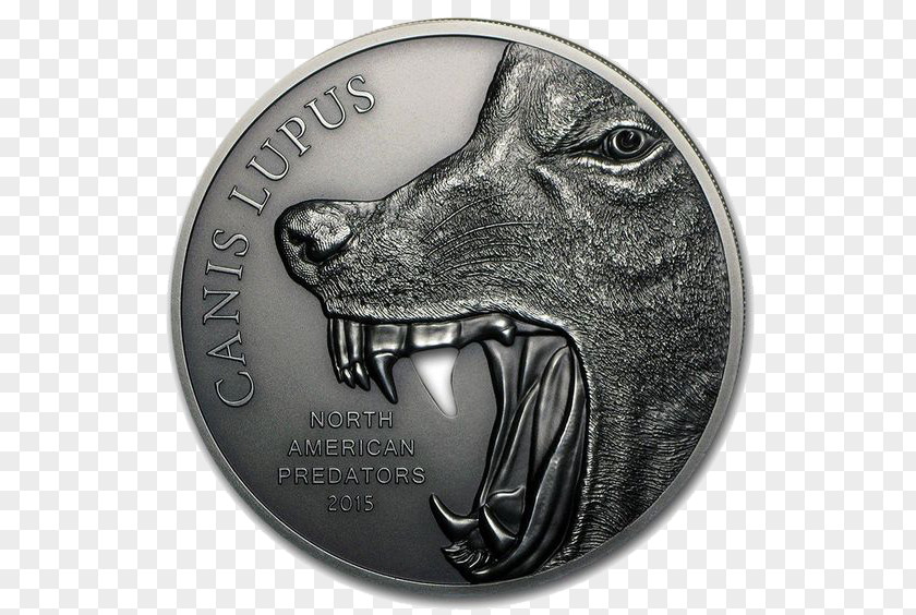 Langtou Commemorative Coins North America Gray Wolf Silver Coin PNG