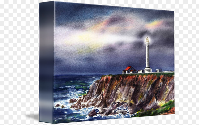 Ocean Shore Point Arena Light Gallery Wrap Painting Canvas Lighthouse PNG