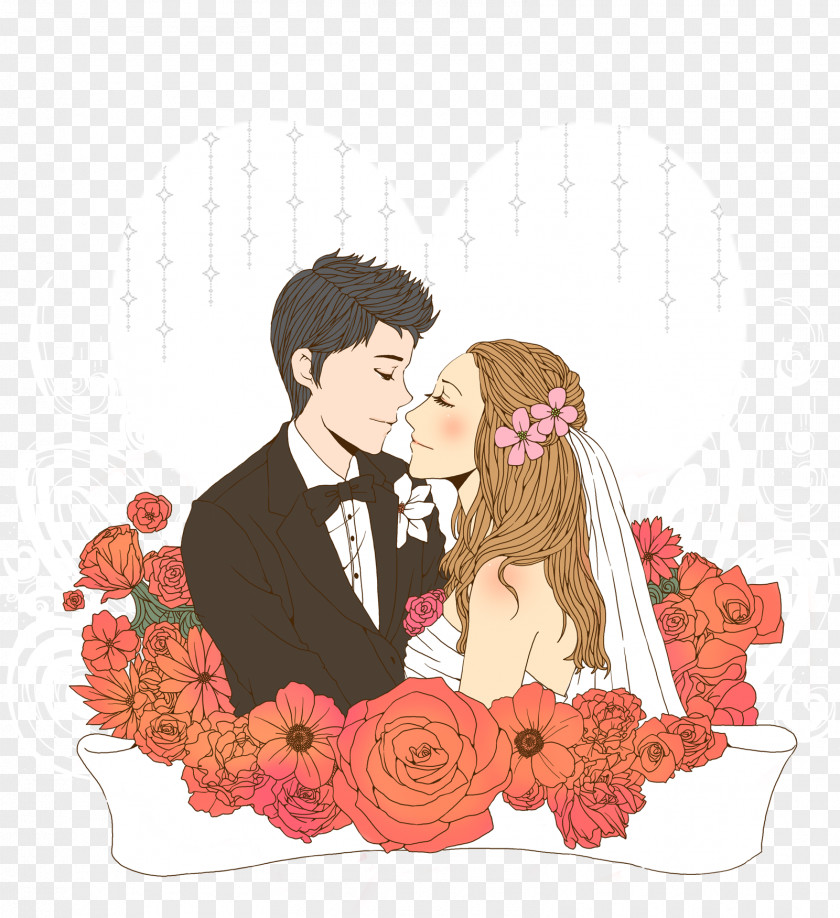 Hand-painted Bride And Groom Marriage Proposal Romance Bridegroom PNG