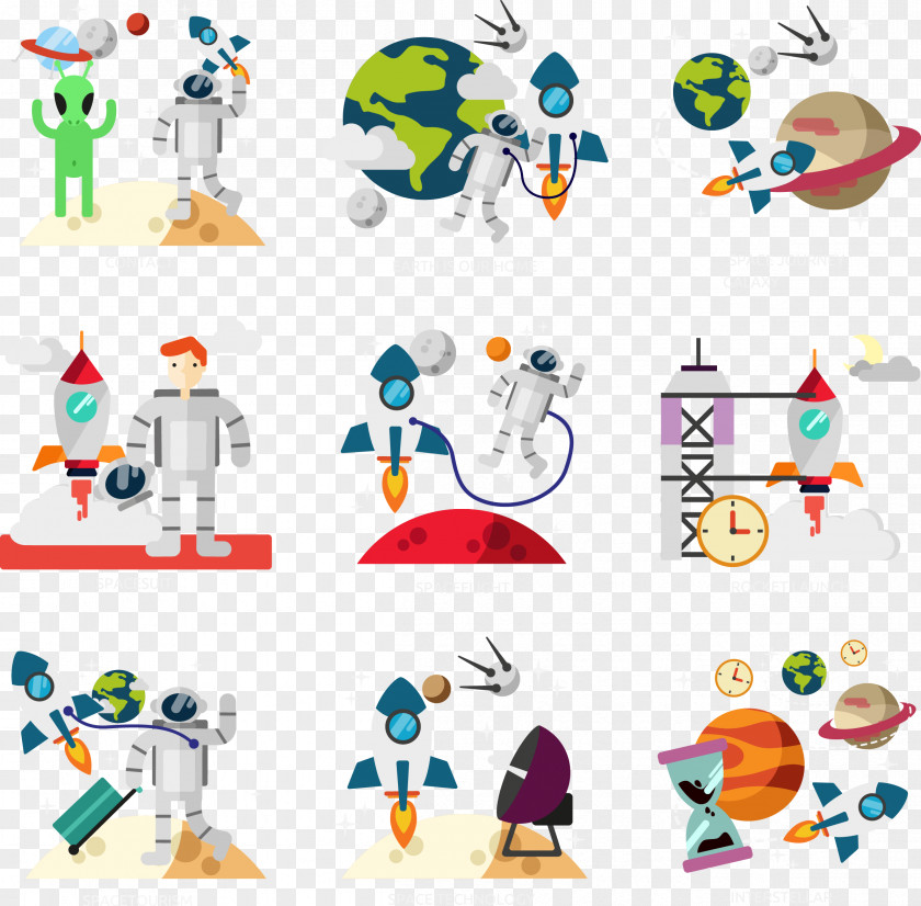 Vector Hand-painted Exploration Of Space Outer Clip Art PNG