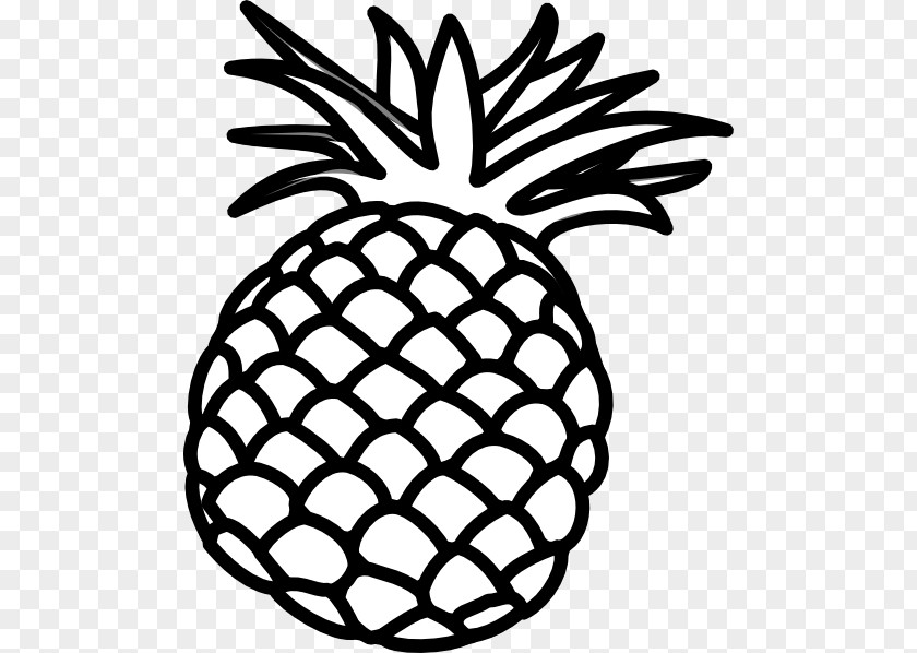 Watercolor Pineapple Black And White Luau Clip Art PNG