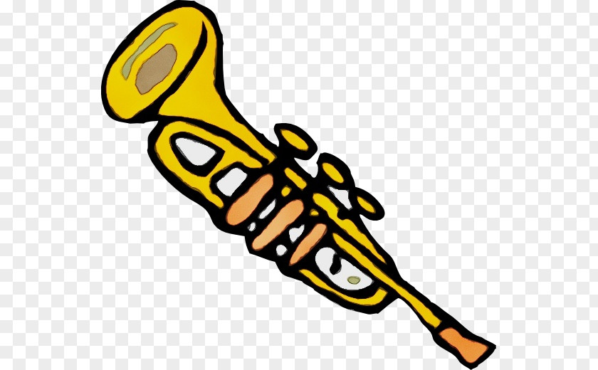 Yellow Fanfare Trumpet Watercolor Drawing PNG