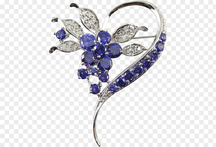 Blue Crystal Diamond Brooch Sapphire Jewellery PNG