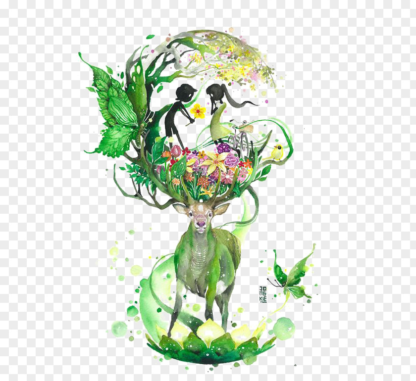 Beautiful Fairy Tale Watercolor Painting Drawing Art Illustration PNG