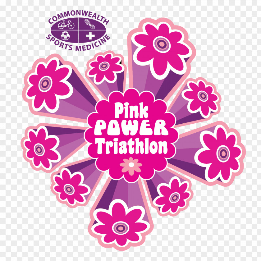 Swim Bike Run Logo Floral Design Pattern PNG