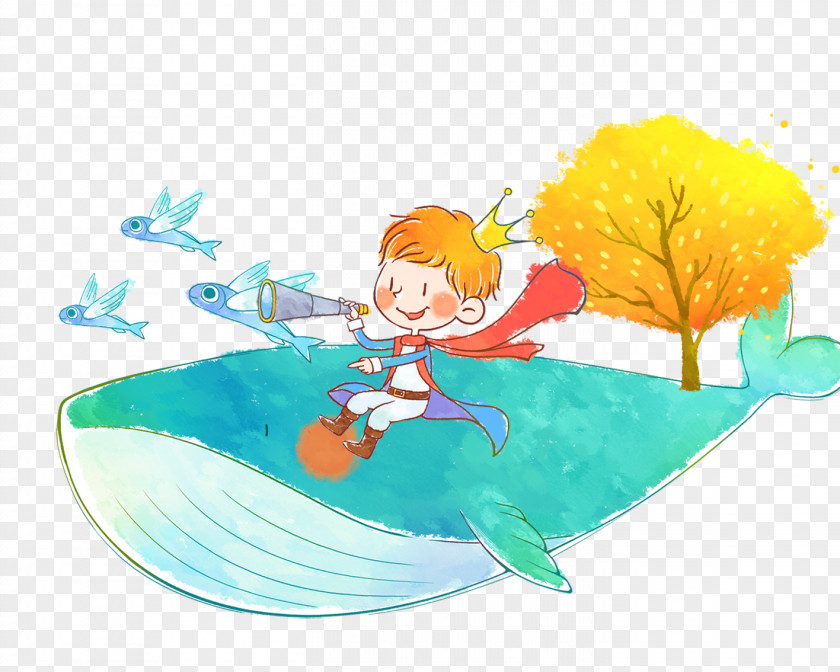 Whale On The Little Prince Child Illustration PNG