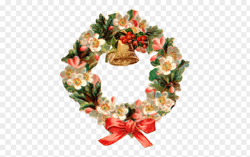 Christmas Bells Bow Garland Santa Claus And Holiday Season Greeting Card PNG