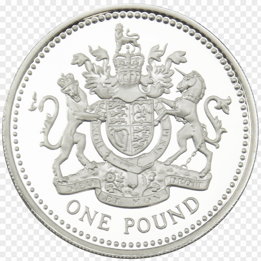 Metal Coin Silver One Pound Sterling PNG