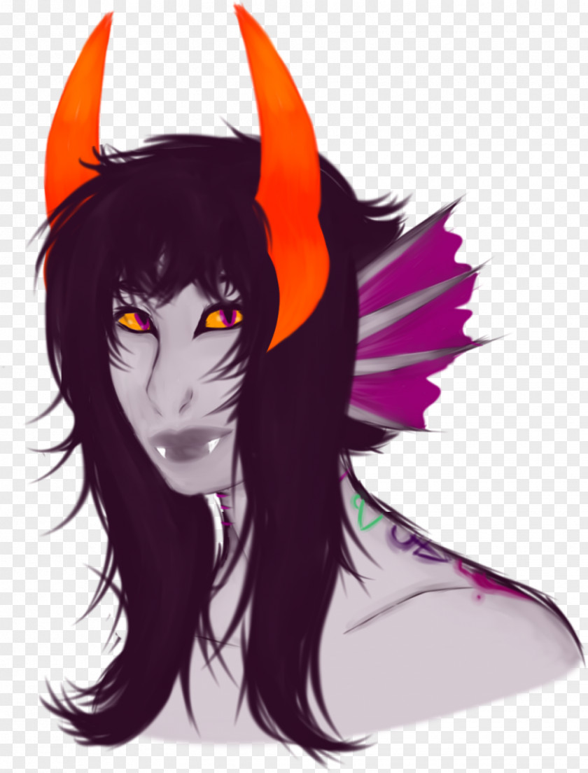 Ear Demon Purple Black Hair PNG