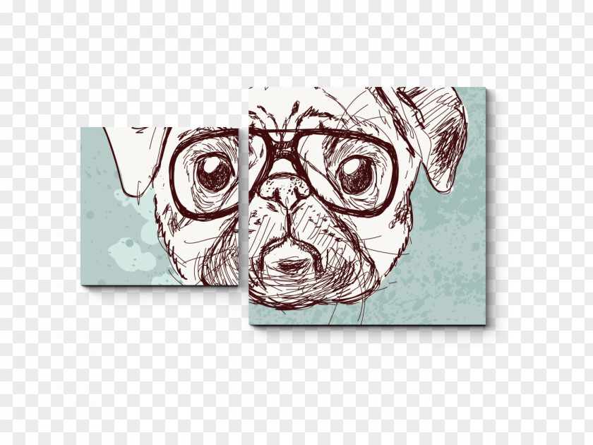 Hipster Pug Drawing PNG