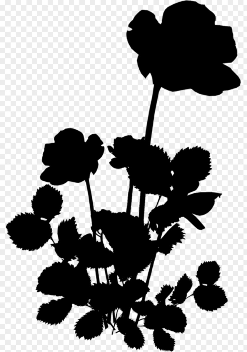 M Flower Plant Stem Leaf Clip Art Black & White PNG