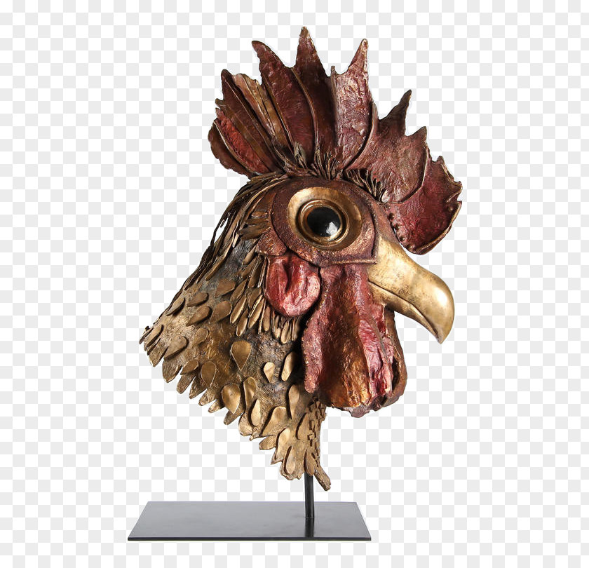 Rooster Mascot Gallic France Bronze Sculpture PNG