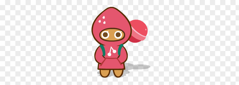 Strawberry Cookie Run PNG Run, brown character wearing hoodie carrying lollipop illustration clipart PNG
