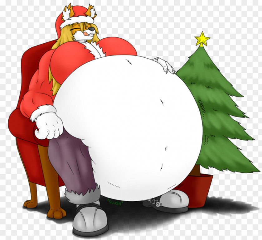 Pregnant Inflation Penguin Santa Claus Christmas Ornament Cartoon PNG