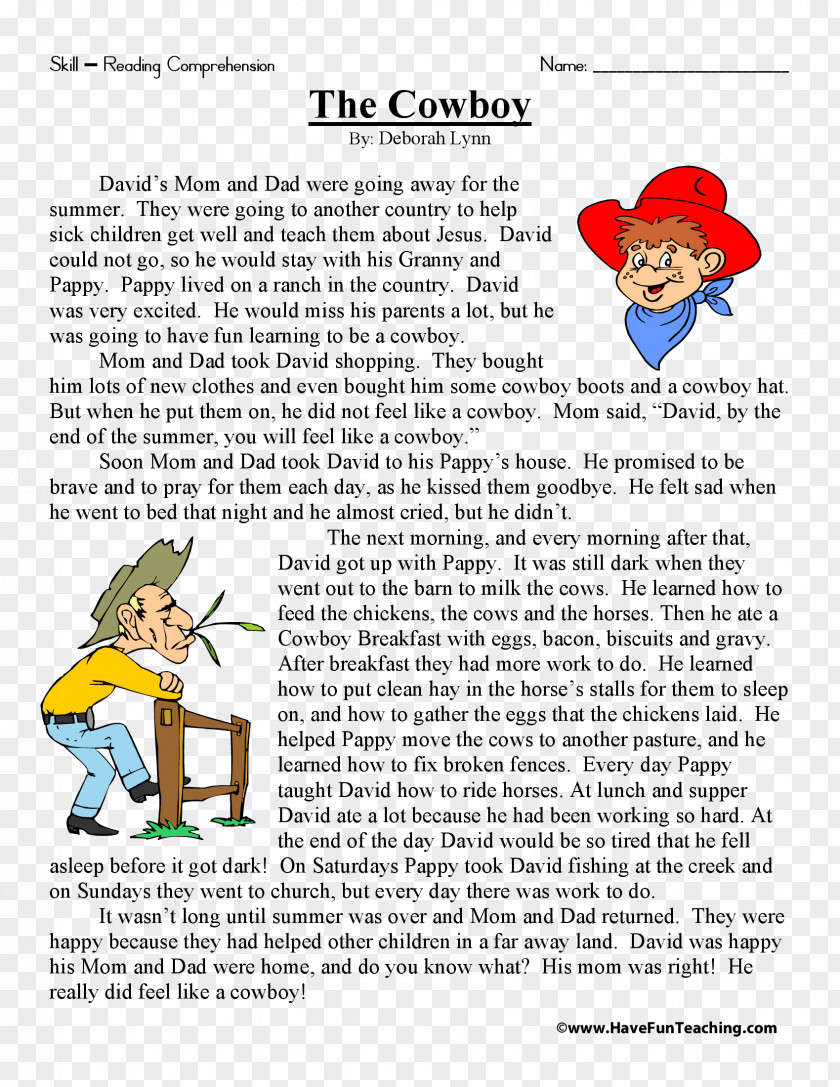 Reading Comprehension Fifth Grade Third Sixth Short Story PNG