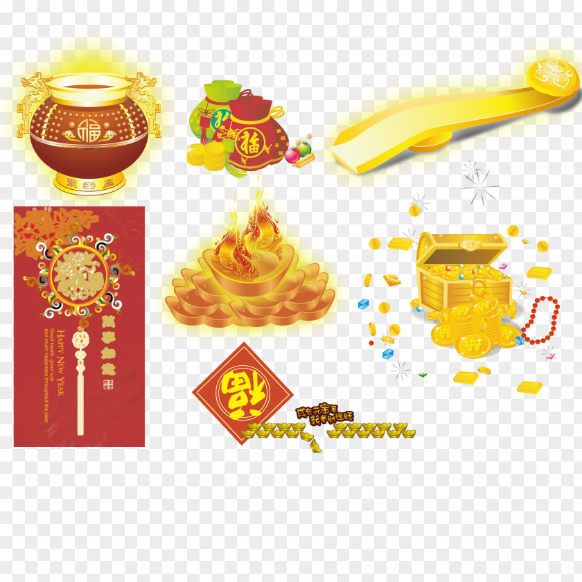 Chinese New Year Festive Element Vector Material Gold And Silver Ingots Euclidean Bxe1nh Chu01b0ng PNG