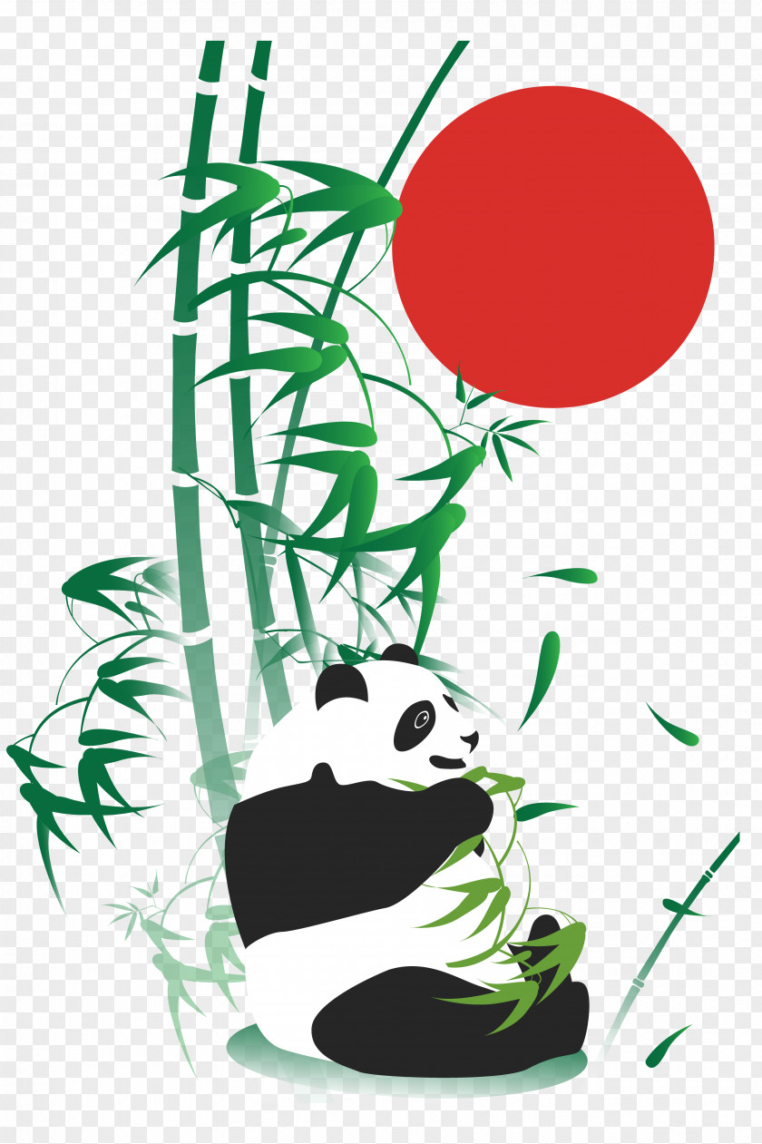 Natural Decoration Of Bamboo Giant Panda Drawing Adobe Illustrator PNG