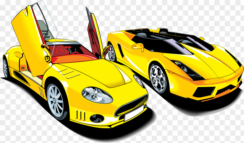 Sports Car Cartoon Vector Elements Clip Art PNG