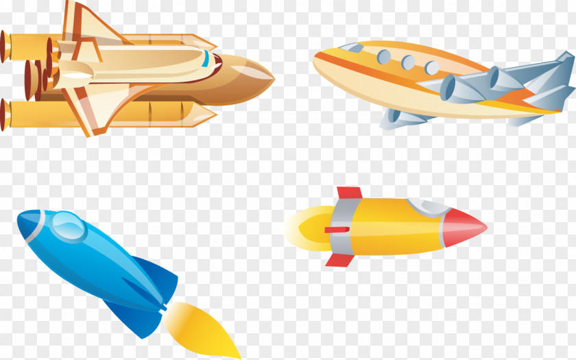 Vector Cartoon Spaceship Aircraft Science And Technology Airplane Spacecraft Rocket Clip Art PNG