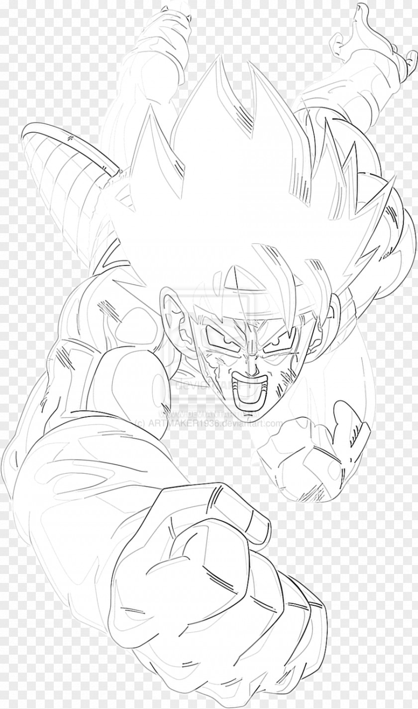 Linear Bardock Drawing Line Art Coloring Book Sketch PNG