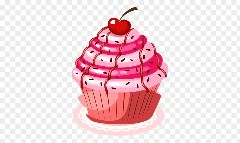Cartoon Cherry Cupcakes Cupcake Birthday Cake Bakery Icing Chocolate PNG