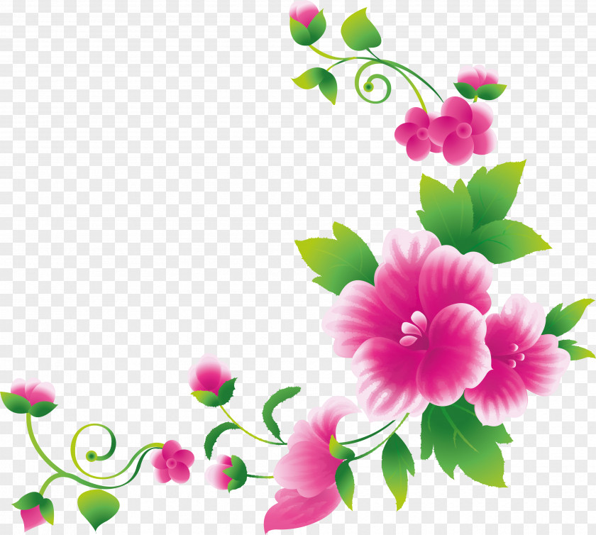 Flower Pink Flowers Borders And Frames Clip Art PNG