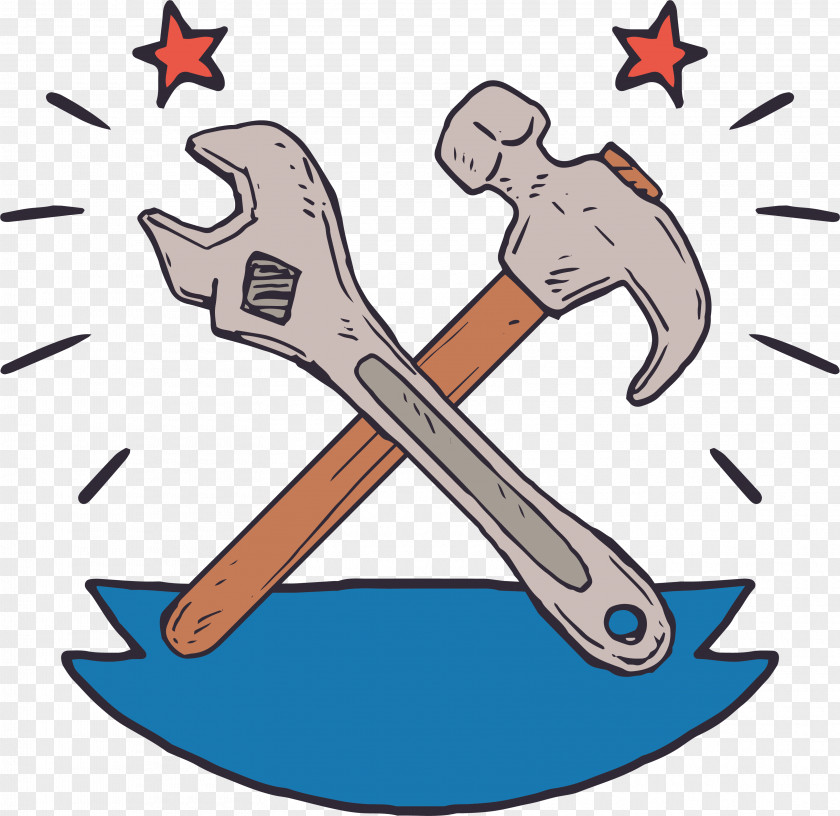 Hand-painted Wrench And Hammer Tool PNG