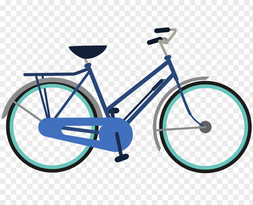 Vector Cartoon Blue Bike City Bicycle Roadster Cycling Mountain PNG