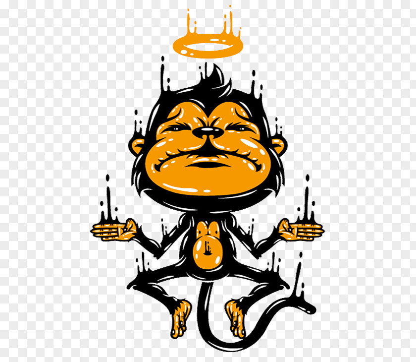Orange Monkey Digital Illustration Drawing Horror PNG