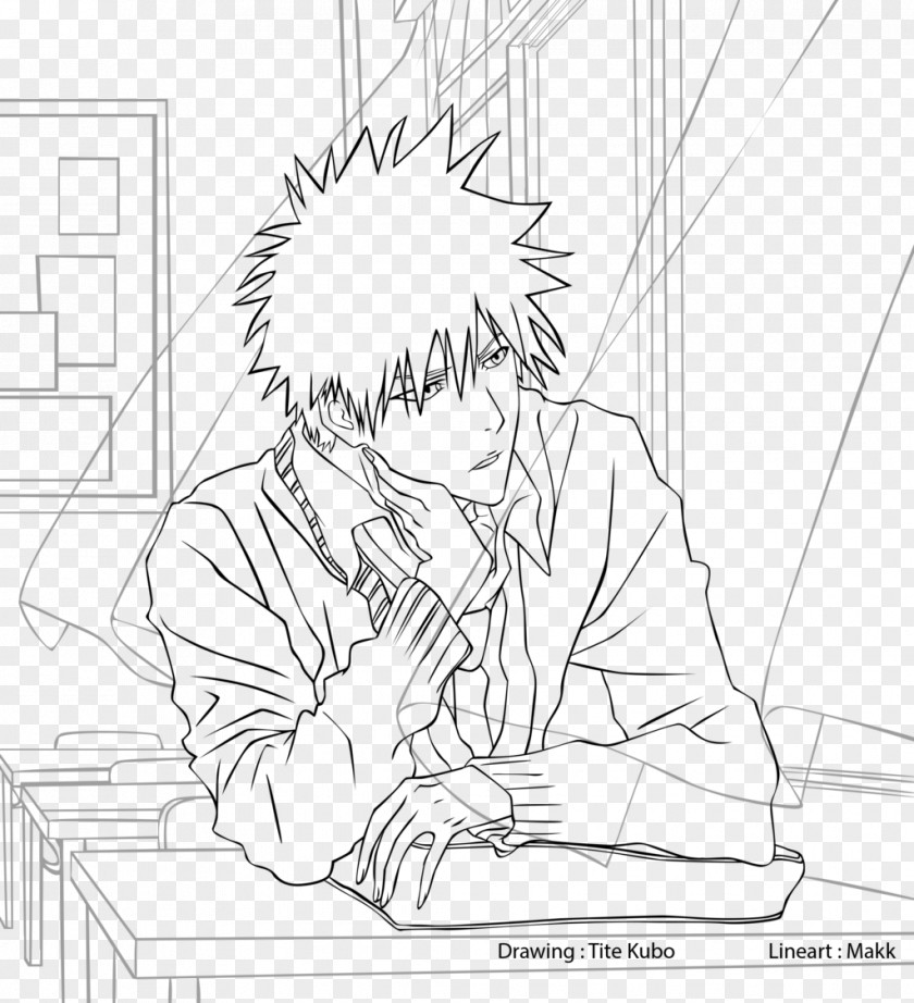 Ichigo Kurosaki Line Art Drawing Classroom Student PNG