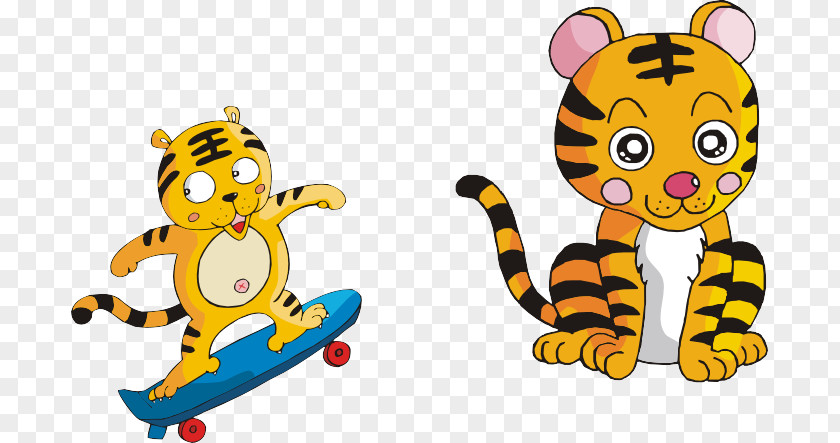 Tiger Vector Cartoon Cuteness PNG