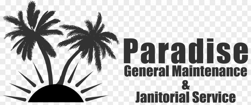 Janitorial Services Logo Palm Trees Paradise Brand Font PNG