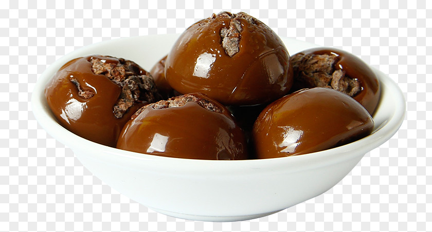 A Bowl Of Brown Sugar Plum Soy Egg Chenpi Snack Chocolate Balls Praline PNG