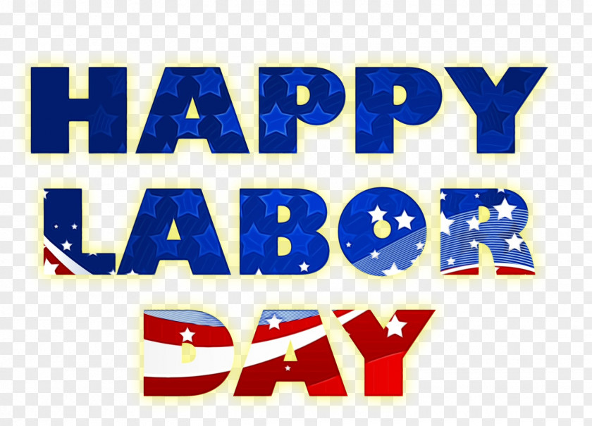 Banner Electric Blue Labor Day PNG