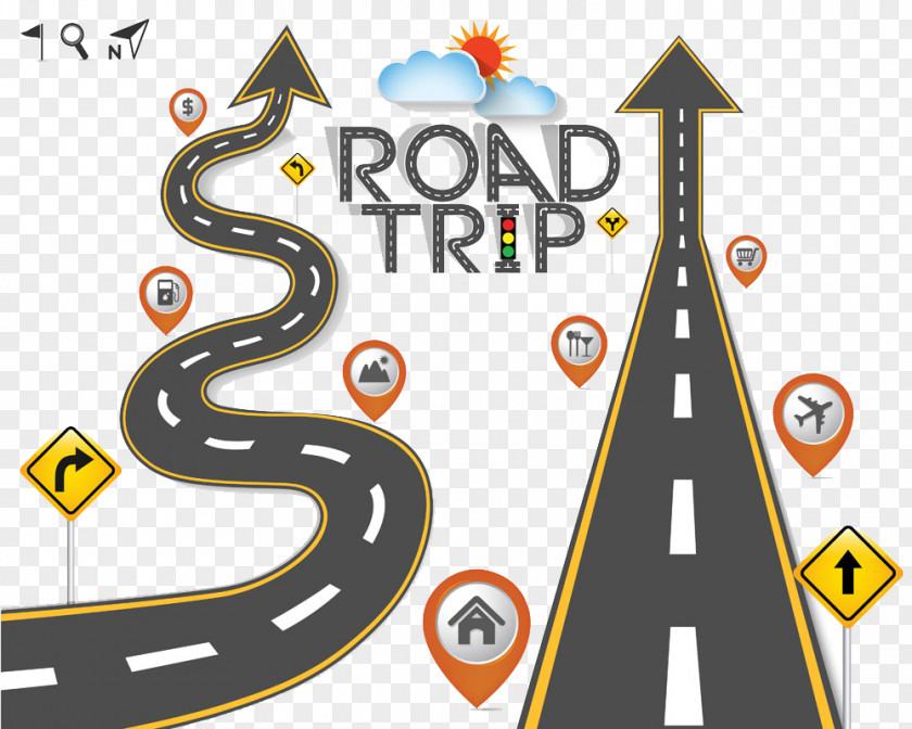 Winding Road Trip Travel Clip Art PNG