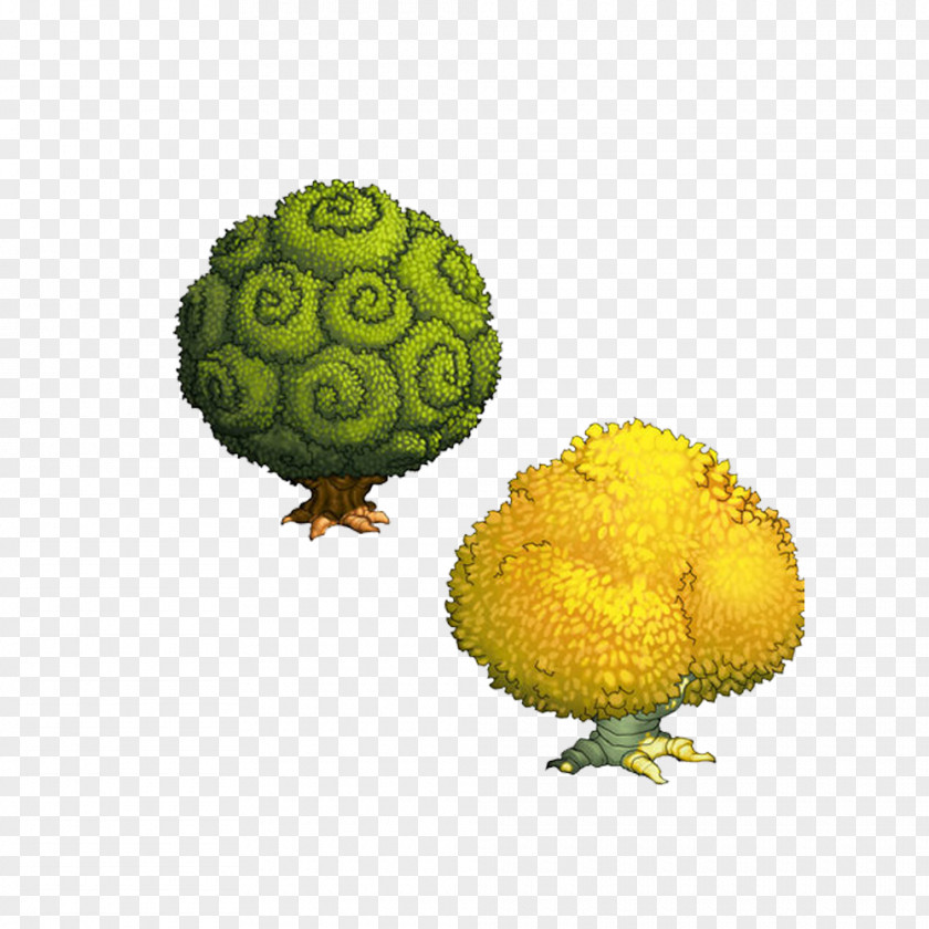 Two Trees Green Yellow Free To Pull The Material Tree PNG