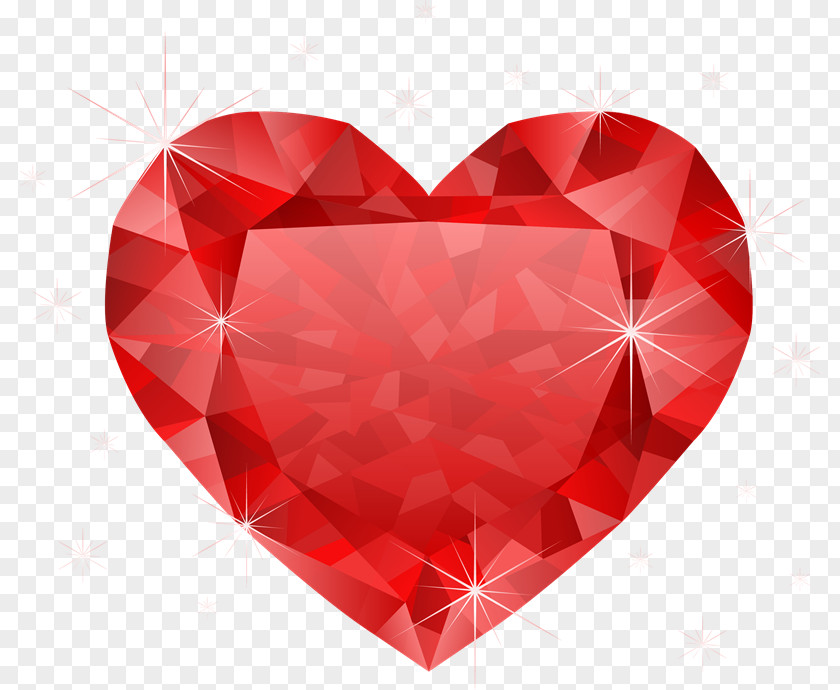 Turquoise Heart Red Diamond Clip Art PNG