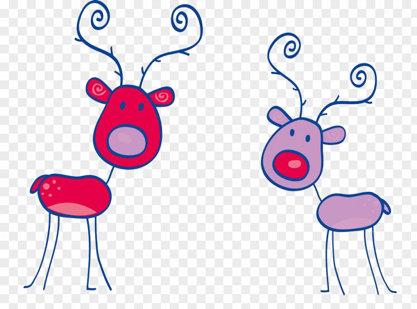 Two Sika Deer Rudolph Drawing Illustration PNG