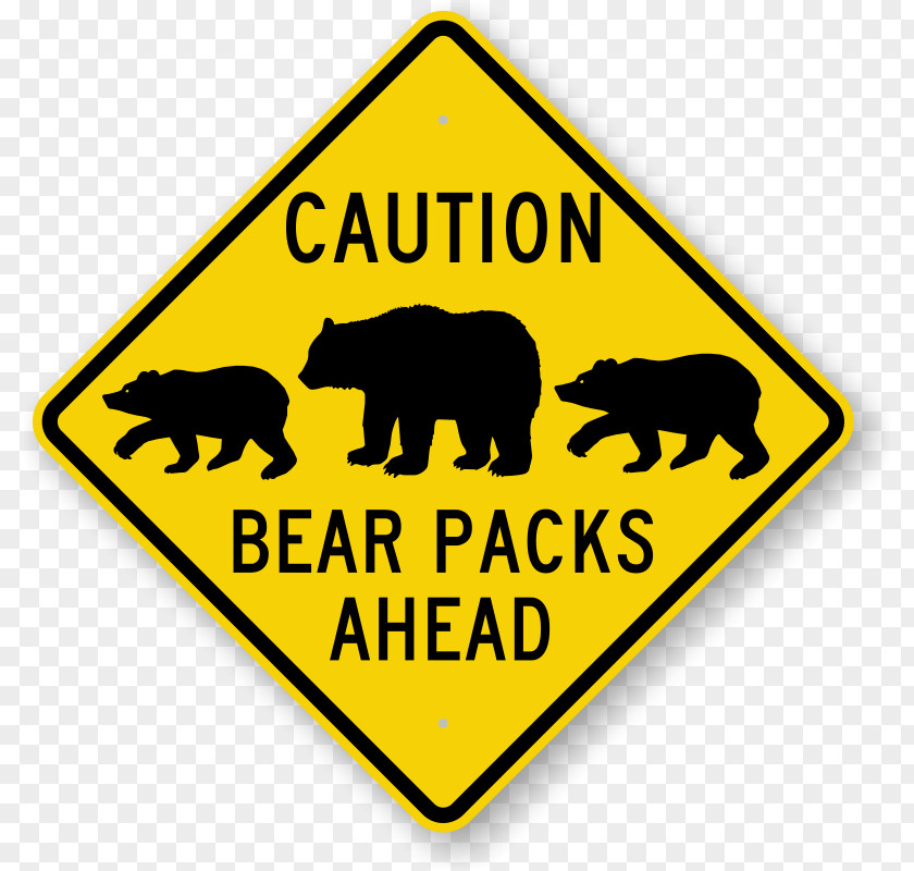 Bear Warning Sign Road PNG