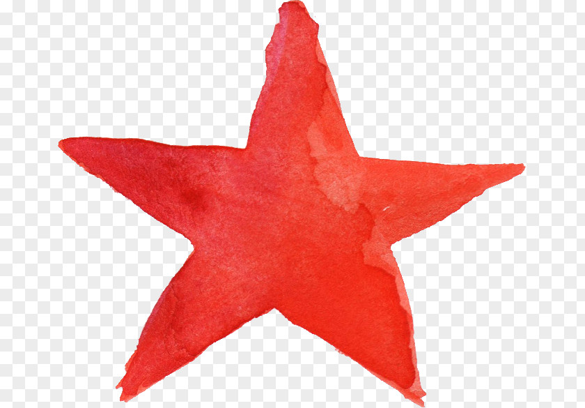 Watercolor Red Painting Star PNG