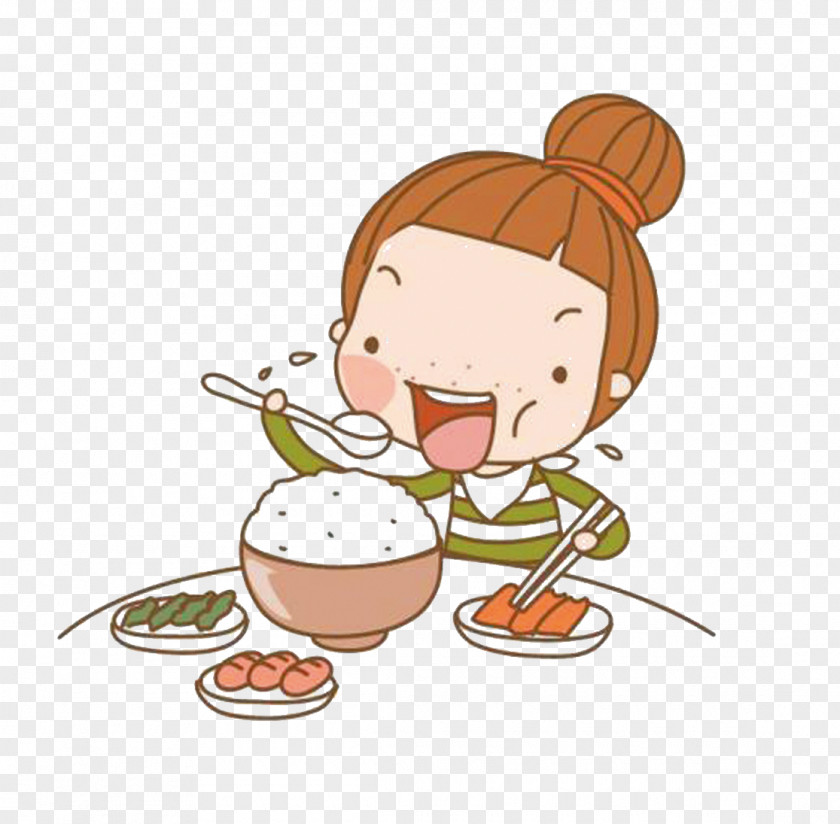 Eating Cartoon Girl PNG Girl, Cute cartoon girl eating, illustration of woman earing clipart PNG