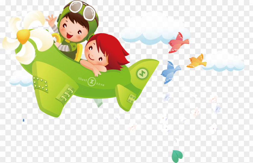 Fly Children Airplane Cartoon Child PNG